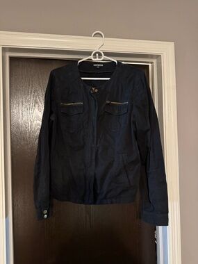 Express Women's Black Utility Jacket with Zip Pockets